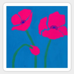 Pink Poppies Painting Sticker